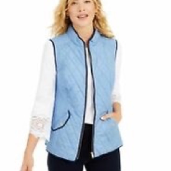 Quilted Vest Charter Club Blue on Blue NWT - Picture 2 of 14